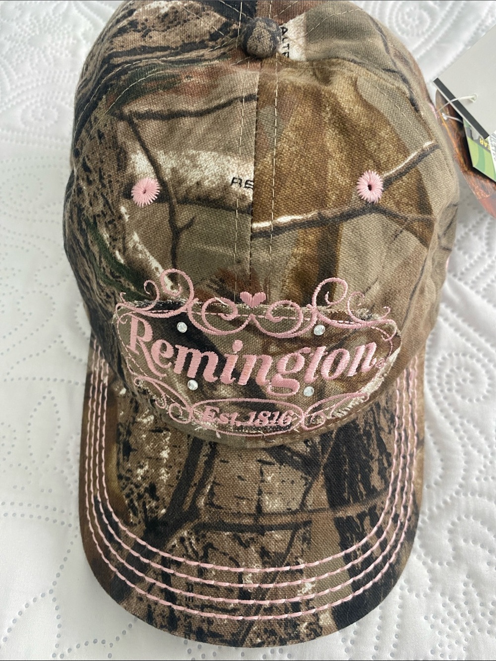 Remington Camo Baseball Hat with Pink Embroidery